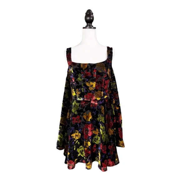 DO NOT BUY- SOLD NWT Dolls Kill Current Mood Floral Velvet Mini Dress - Picture 2 of 9
